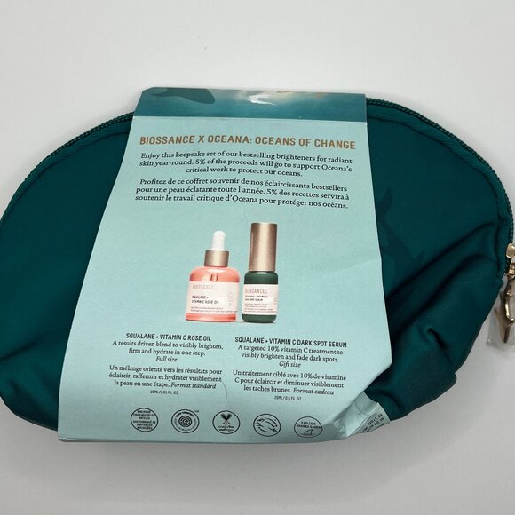 Biossance Gift Ready Pouch w/Vitamin C Rose Oil & Dark Spot Serum - Picture 1 of 2
